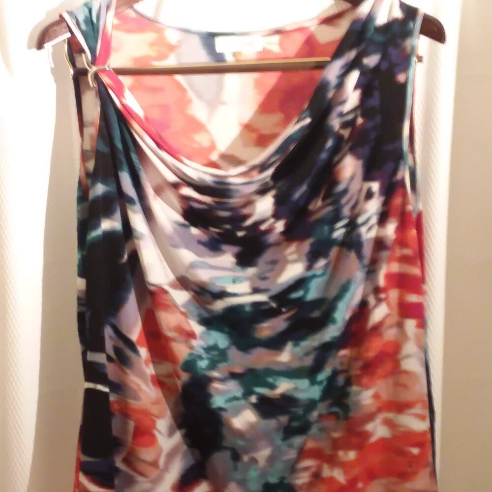 Calvin Klein print top with one shoulder illusion